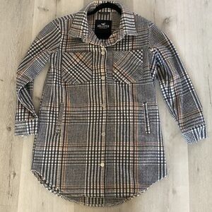 Hollister‎ plaid flannel shacket jacket shirt snap button Comfy with pockets S